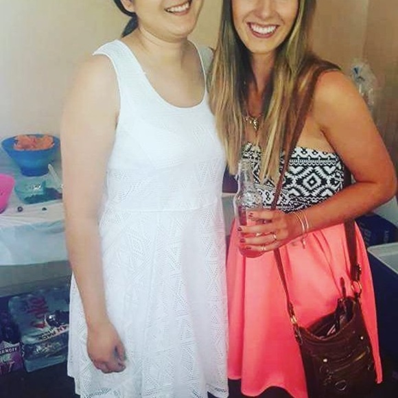 Pink/Coral Tribal Strapless Dress - Picture 2 of 2